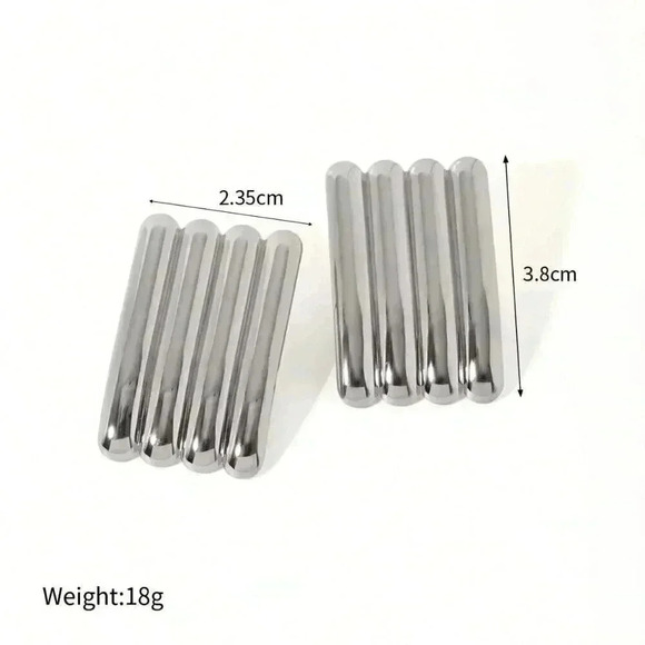 Preppy Women's 1 Pair Vintage Waterproof Stainless Steel Ribbed Earrings - Picture 8 of 9